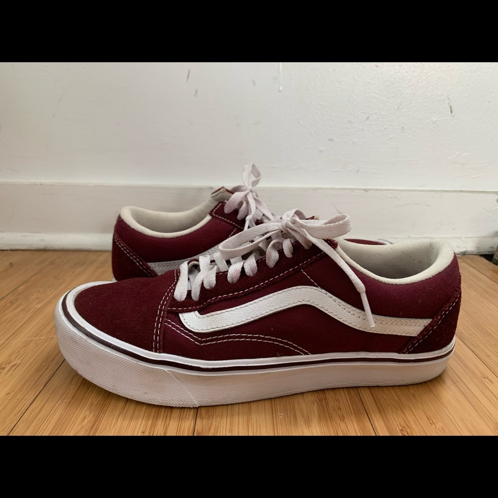 Burgundy Vans size 8 barely used